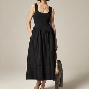 J crew Drop-waist mixy dress black